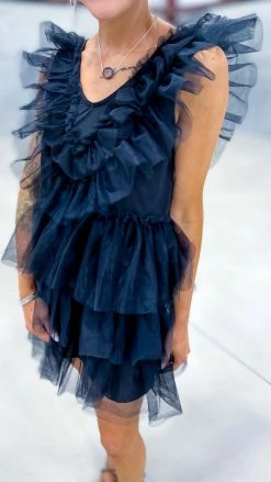 The ZigZag Stripe Black Glamour Hour Dress