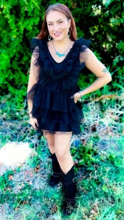 The ZigZag Stripe Black Glamour Hour Dress