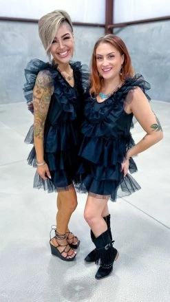 The ZigZag Stripe Black Glamour Hour Dress