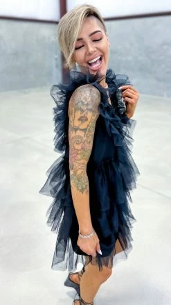 The ZigZag Stripe Black Glamour Hour Dress