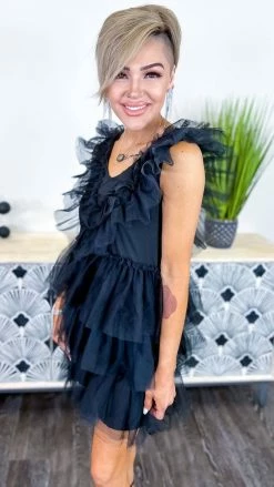 The ZigZag Stripe Black Glamour Hour Dress