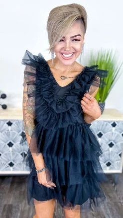 The ZigZag Stripe Black Glamour Hour Dress