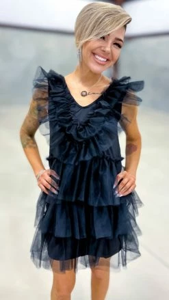 The ZigZag Stripe Black Glamour Hour Dress