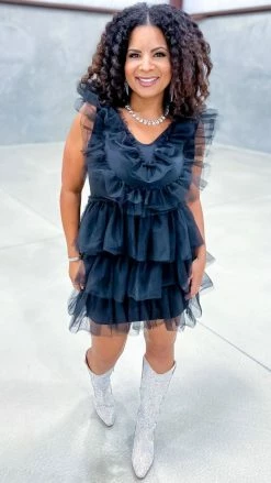 The ZigZag Stripe Black Glamour Hour Dress