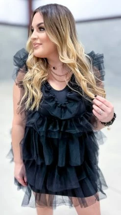 The ZigZag Stripe Black Glamour Hour Dress