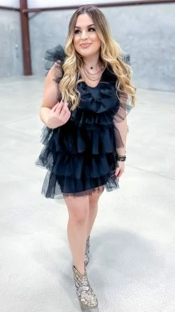 The ZigZag Stripe Black Glamour Hour Dress