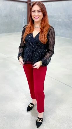 Savanna Jane TOPS & TUNICS Black Glimmering Glow Top