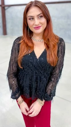 Savanna Jane TOPS & TUNICS Black Glimmering Glow Top
