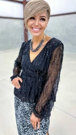 Savanna Jane TOPS & TUNICS Black Glimmering Glow Top