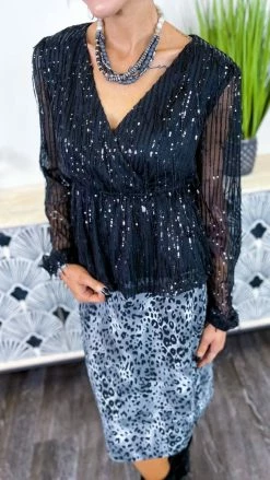 Savanna Jane TOPS & TUNICS Black Glimmering Glow Top
