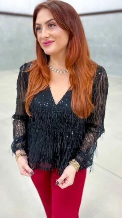 Savanna Jane TOPS & TUNICS Black Glimmering Glow Top