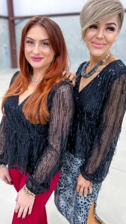 Savanna Jane TOPS & TUNICS Black Glimmering Glow Top