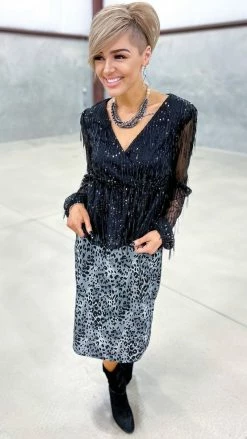 Savanna Jane TOPS & TUNICS Black Glimmering Glow Top