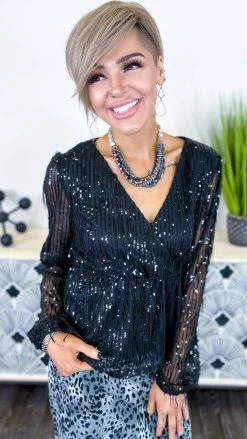 Savanna Jane TOPS & TUNICS Black Glimmering Glow Top