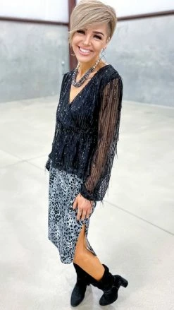Savanna Jane TOPS & TUNICS Black Glimmering Glow Top