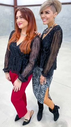 Savanna Jane TOPS & TUNICS Black Glimmering Glow Top