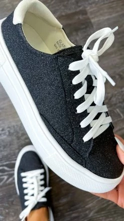 Corkys Footwear SHOES Black Glitter Glaring Sneakers