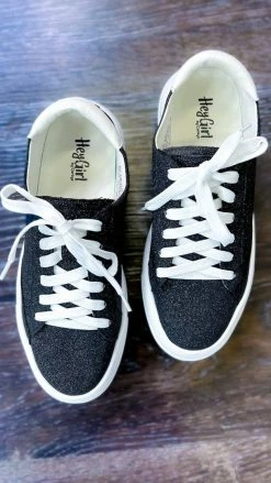 Corkys Footwear SHOES Black Glitter Glaring Sneakers