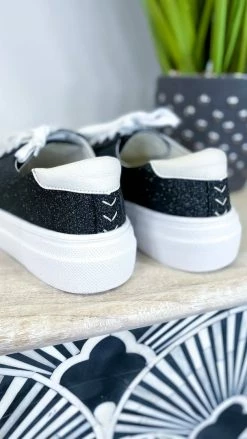 Corkys Footwear SHOES Black Glitter Glaring Sneakers
