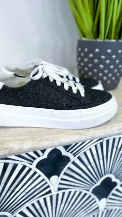 Corkys Footwear SHOES Black Glitter Glaring Sneakers