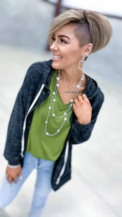 The ZigZag Stripe TOPS & TUNICS Black Happy Mindset Jacket