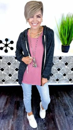 The ZigZag Stripe TOPS & TUNICS Black Happy Mindset Jacket