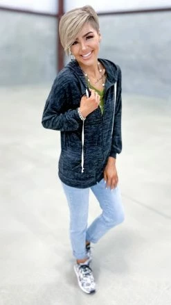 The ZigZag Stripe TOPS & TUNICS Black Happy Mindset Jacket