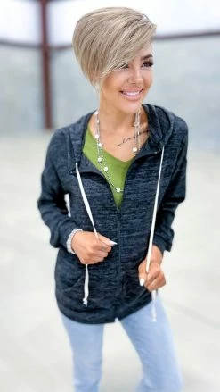 The ZigZag Stripe TOPS & TUNICS Black Happy Mindset Jacket