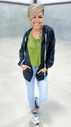 The ZigZag Stripe TOPS & TUNICS Black Happy Mindset Jacket