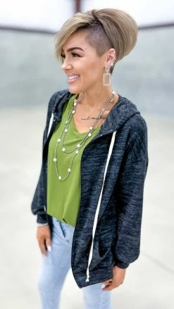 The ZigZag Stripe TOPS & TUNICS Black Happy Mindset Jacket