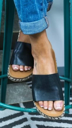 Miami Shoe Black Isabella Platform Sandals