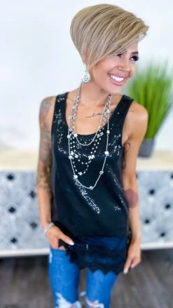 Origami TOPS & TUNICS Black Joyful Glow Tank