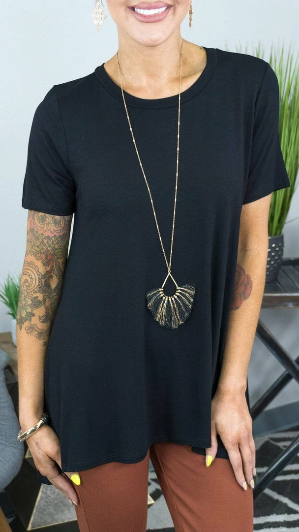 The ZigZag Stripe Black Just You Wait Sleeve Top