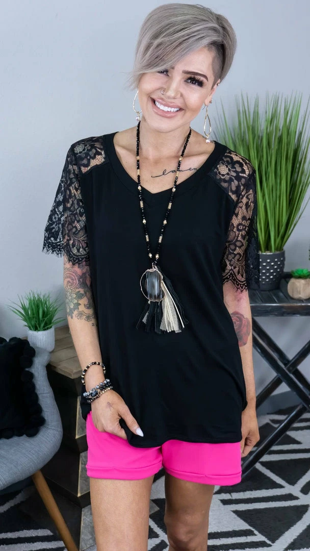 The ZigZag Stripe Black Lace Lovin' Top