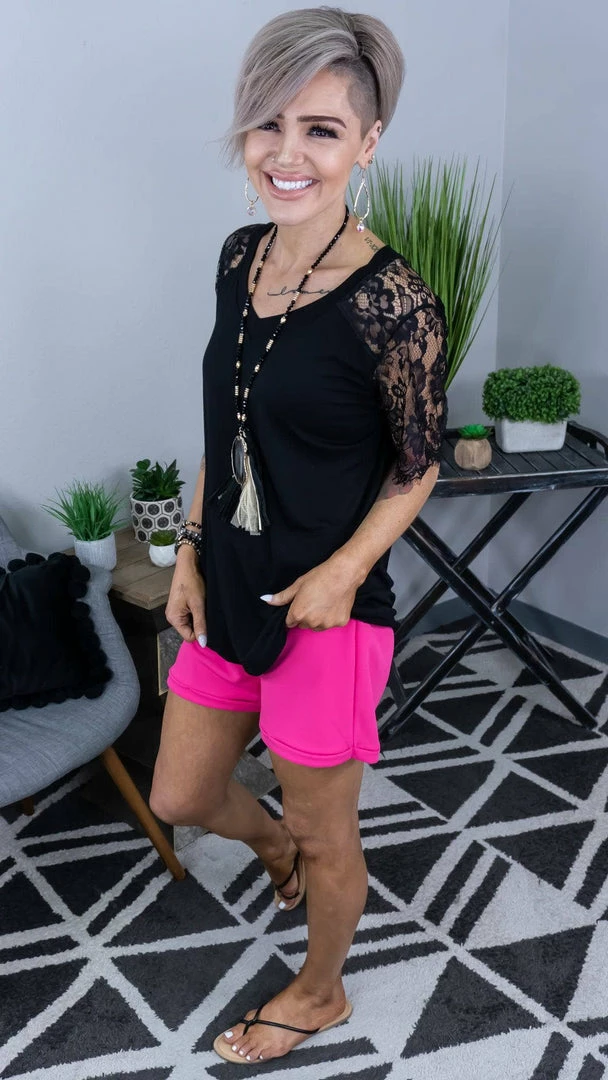 The ZigZag Stripe Black Lace Lovin' Top