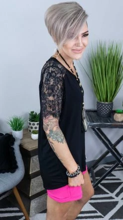 The ZigZag Stripe Black Lace Lovin' Top