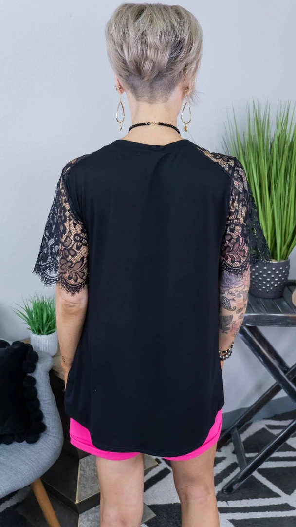 The ZigZag Stripe Black Lace Lovin' Top