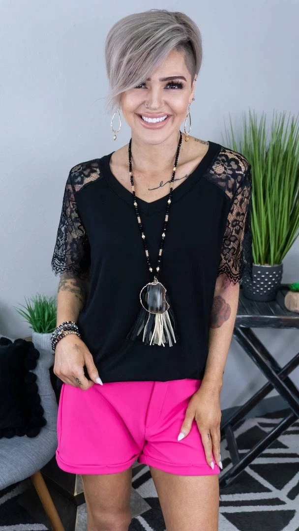 The ZigZag Stripe Black Lace Lovin' Top