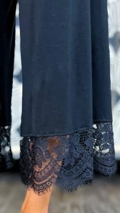 The ZigZag Stripe BOTTOMS Black Lace Trim Gaucho Pants