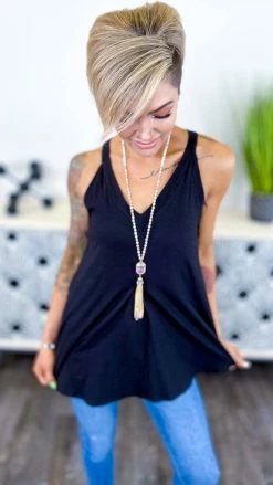 The ZigZag Stripe Black Lake Gal Tank TOPS & TUNICS