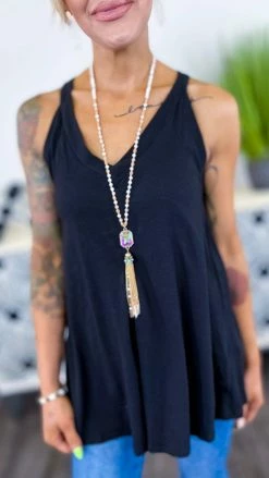 The ZigZag Stripe Black Lake Gal Tank TOPS & TUNICS