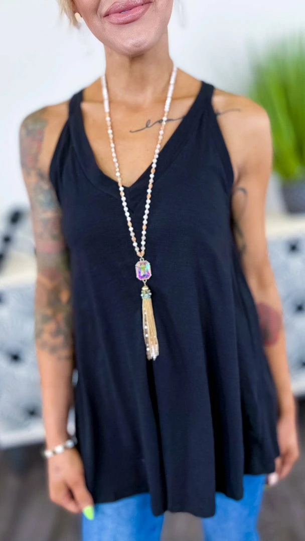 The ZigZag Stripe Black Lake Gal Tank TOPS & TUNICS