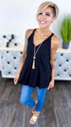 The ZigZag Stripe Black Lake Gal Tank TOPS & TUNICS