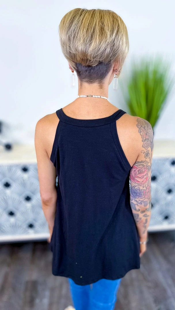 The ZigZag Stripe Black Lake Gal Tank TOPS & TUNICS