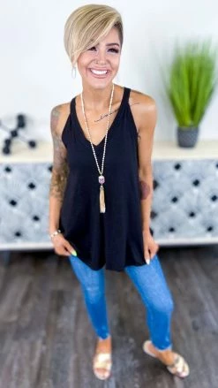 The ZigZag Stripe Black Lake Gal Tank TOPS & TUNICS