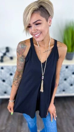 The ZigZag Stripe Black Lake Gal Tank TOPS & TUNICS