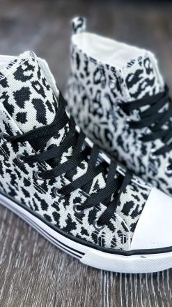 Miami Shoe SHOES Black Leopard Logan High Top Sneakers