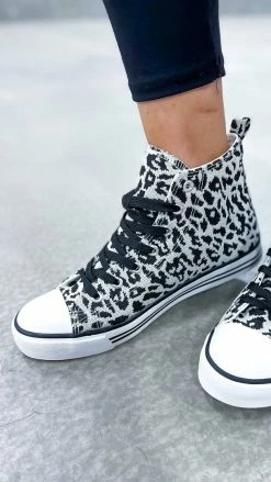 Miami Shoe SHOES Black Leopard Logan High Top Sneakers