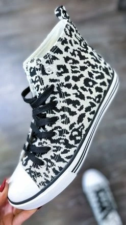 Miami Shoe SHOES Black Leopard Logan High Top Sneakers