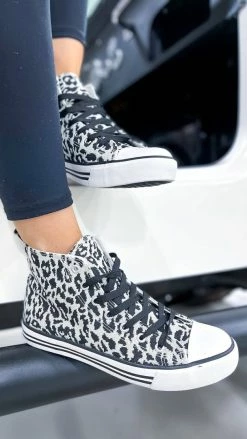 Miami Shoe SHOES Black Leopard Logan High Top Sneakers